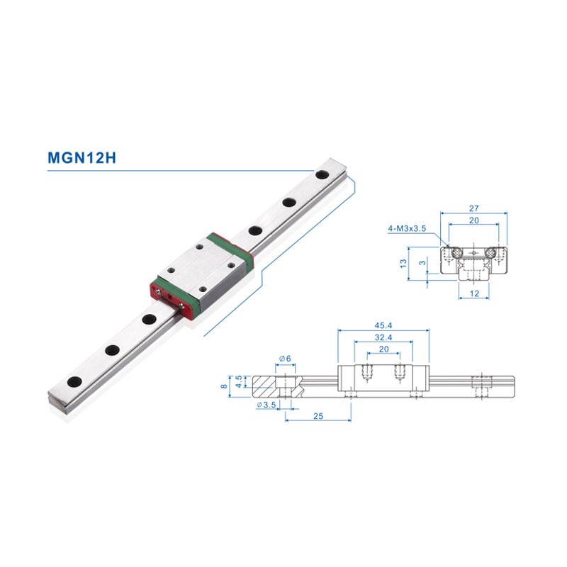 12 ミリメートルリニアガイド MGN12 レール 100  - Linear Rail Mgn12H Set のレビューと価格
